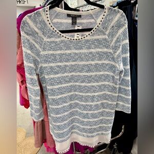 Style & Co. Blue and White Textured Sweater
